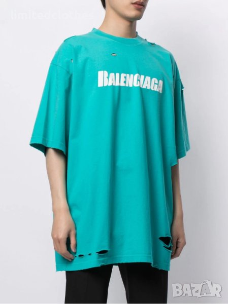 BALENCIAGA Destroyed Flatground Logo Print Oversized Мъжка / Дамска Тениска size XXS (M), снимка 1
