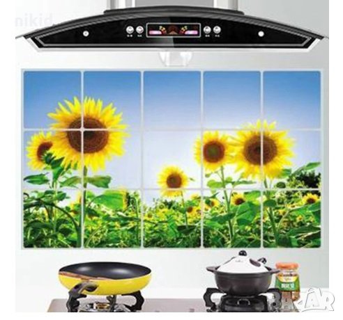 Слънчогледи лепенка стикер имитация плочки за плот на кухня, снимка 1