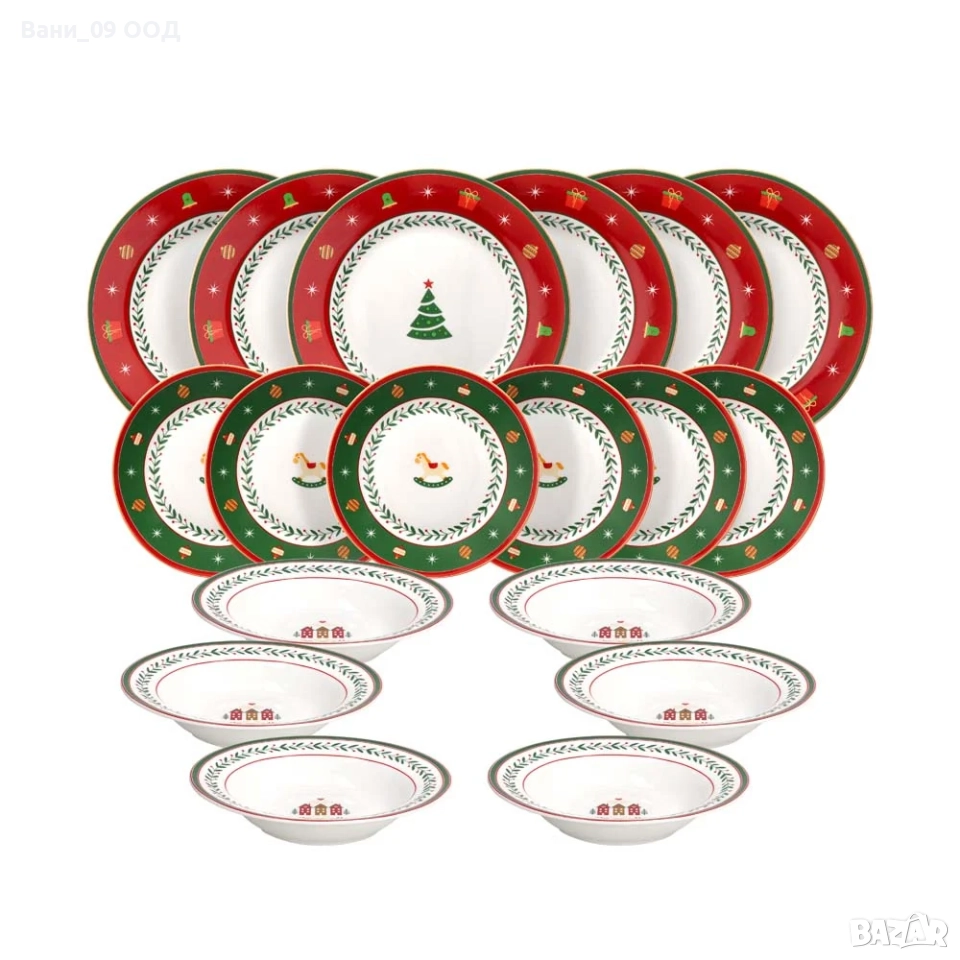 Красив коледен порцеланов сервиз за хранене, снимка 1