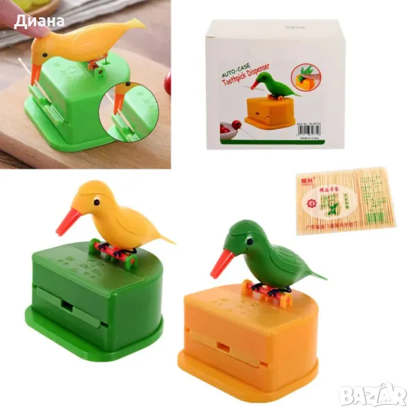 Автоматичен диспенсър с дизайн Птиче включващ 75 броя клечки за зъби, снимка 1