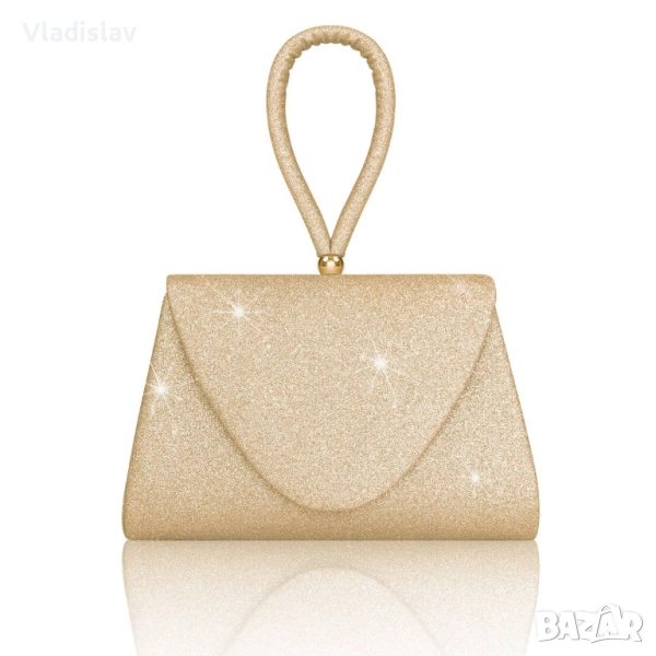 Златен клъч Larcenciel, бляскава златна чанта, снимка 1