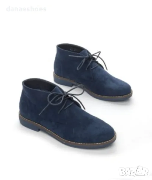 Дамски кларкове от велур в тъмно синьо , снимка 1