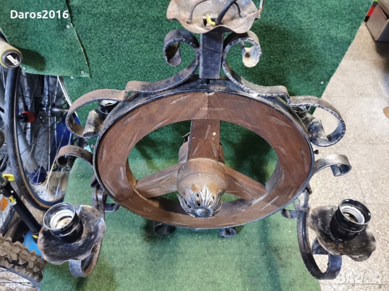 Страхотен полилей дърво и ковано желязо , снимка 1