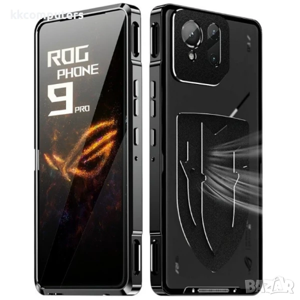 Asus ROG Phone 9 / 9 Pro 5G Удароустойчив Калъф с Метална Рамка и Скрийн Протектор – Черен / Сребрис, снимка 1