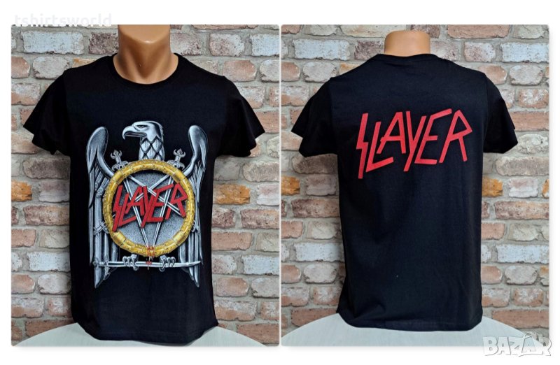 Нова мъжка тениска с дигитален печат на музикалната група Slayer с ГРЪБ, снимка 1