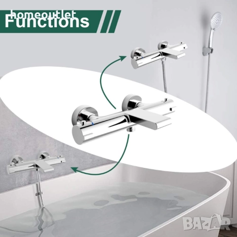 ПРОМОЦИЯ Термостатен смесител за вана и душ с каскаден водопад AIHOM ZM300031 SILVER, снимка 5 - Смесители - 51985847