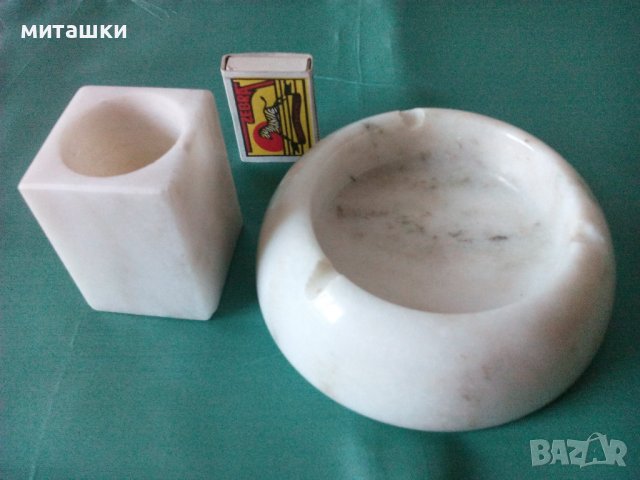 Пепелник и свещник от мрамор, снимка 2 - Декорация за дома - 37406495