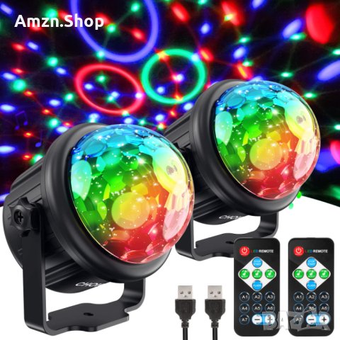 Комплект Mini Disco Ball Party Light 360° въртяща се LED RGB парти лампа с дистанционно диско топка