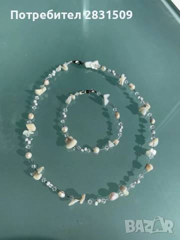 Колие и гривна - Комплект с перли и камъни, снимка 2 - Бижутерийни комплекти - 52287619