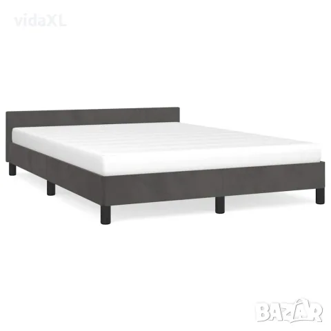 vidaXL Рамка за легло без матрак, тъмносива, 140x200 см, кадифе