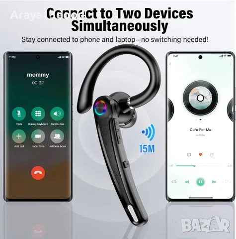 Bluetooth слушалка Atheewon U8 V5.4 с микрофон, ENC и USB донгъл, снимка 6 - Безжични слушалки - 55936126