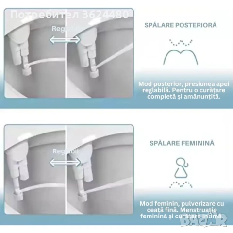  Приставка биде за тоалетна чиния с двойна дюза 4680  , снимка 5 - Други стоки за дома - 53230300