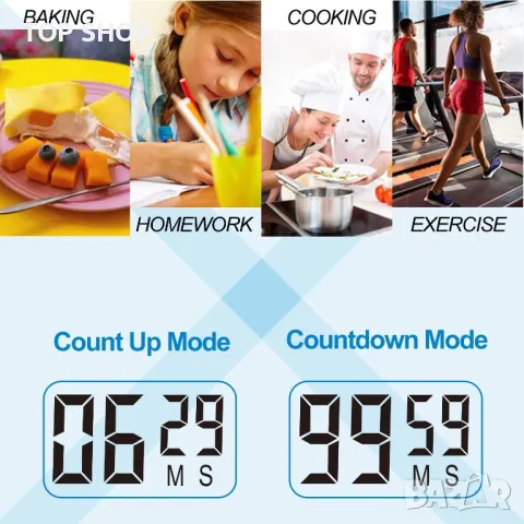 Дигитален кухненски таймер Betus, цифров кухненски таймер, големи цифри, проста работа и силна аларм, снимка 4 - Съдове за готвене - 48622101