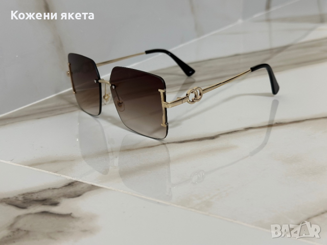 Слънчеви очила с кафеви стъкла и златни метални рамки