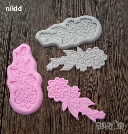Красиво дантелено цвете 2 част тип вейнър дантела силиконов молд форма фондан декор торта гъмпейст, снимка 2 - Форми - 37625209