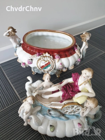 Meissen 37см-7кг/голяма стара Майсен порцеланова фигурална кутия с капак/супник, снимка 2 - Антикварни и старинни предмети - 51531969