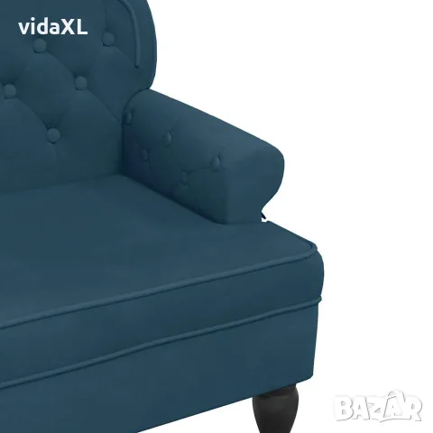 vidaXL Пейка с облегалка, синя, 119,5x64,5x75 см, кадифе, снимка 6 - Дивани и мека мебел - 56147394