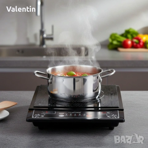 Индукционен котлон Cheffinger - 2000W, с дигитален дисплей, таймер и защита от прегряване, снимка 4 - Котлони - 53358628