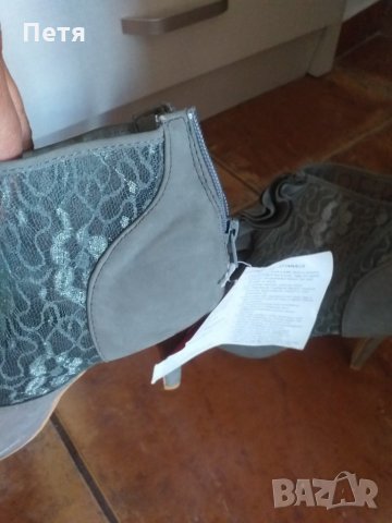 Нови интересни летни боти сиви с дантела , снимка 2 - Дамски елегантни обувки - 29428712