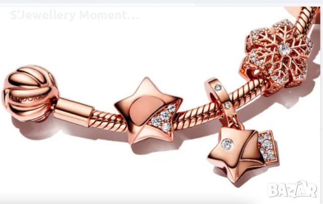 Сребърен талисман Пандора/ Pandora 925 Rose Gold Star, снимка 4 - Гривни - 39466358