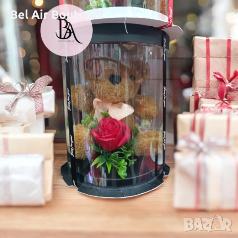 Плюшено мече в кутия, подарък за жена, снимка 2 - Плюшени играчки - 54364953