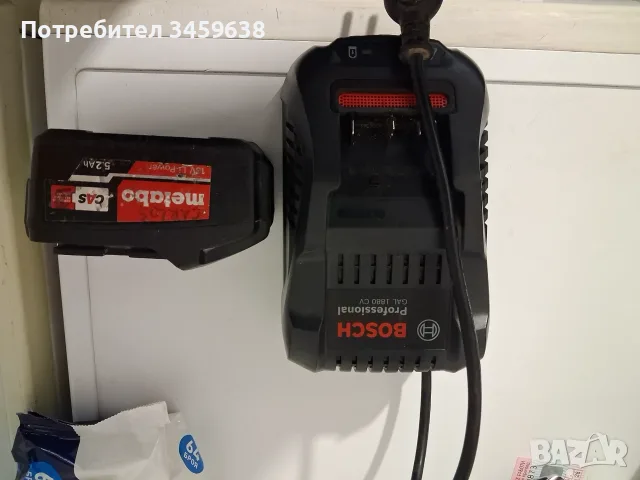 Зарядно BOSCH 1880 и батерия METABO за части