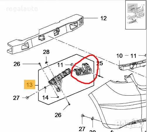 39086937,държач десен задна броня OPEL ASTRA K Hatchback 2016-, снимка 3 - Части - 48253606