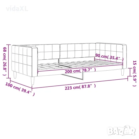 vidaXL Кушетка, тъмносиво, 90x200 см, кадифе, снимка 8 - Спални и легла - 56147269