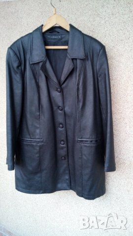  Черно кожено сако от естествена кожа, снимка 2 - Сака - 42329530