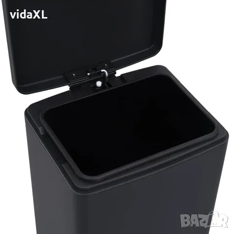 vidaXL Кош за боклук с педал без пръстови отпечатъци 30 л черен инокс, снимка 10 - Кошове за боклук и контейнери - 56146136
