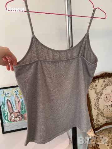 Сив потник със сребристи нишки в размер М/L, снимка 8 - Потници - 44927140