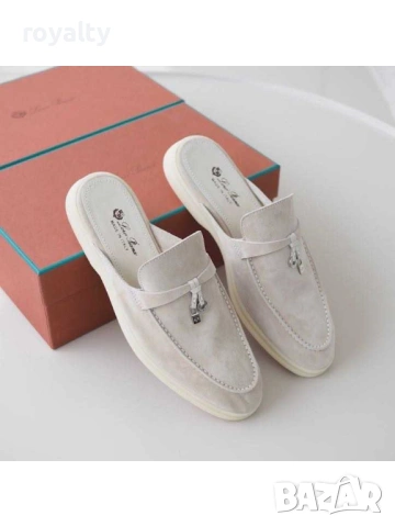 Loro Piana Дамски Сиви Сабо Естествен Велур 36-40 Номер Лоро Пиана