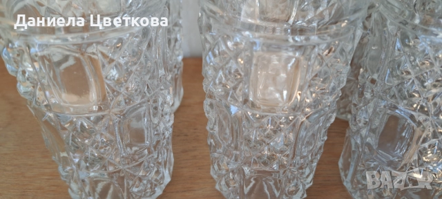 Комплект от два вида кристални чаши с кана , снимка 5 - Сервизи - 52381825