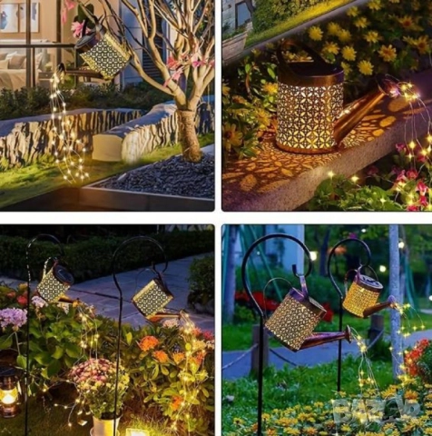 Декоративна соларна лампа със светлинни спринклери – ефект „водопад“, 60 LED, топла бяла светлина, снимка 2 - Други стоки за дома - 52097961