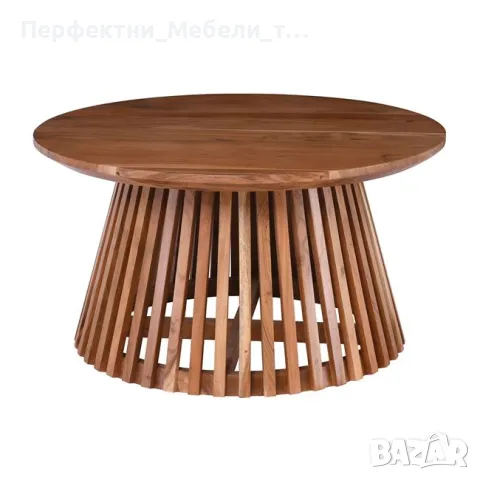 Дизайнерска кръгла маса акация диам. 130см. в рустик стил- холна маса 80см. , снимка 2 - Маси - 50361739