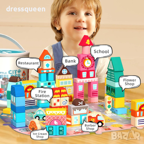 4122 Дървен конструктор "Little City Builder"., снимка 6 - Конструктори - 44612474