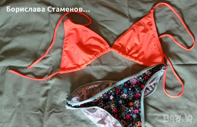 Бански горнище корал и шарено долнище, снимка 1