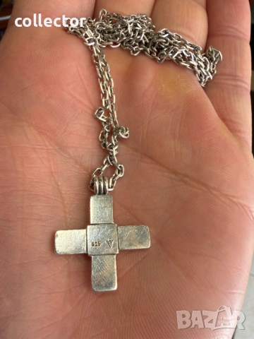 Сребърен комплект - синджир с кръст. №8072, снимка 2 - Антикварни и старинни предмети - 54062587