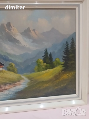 Картина пийзаж върху платно с подпис, снимка 3 - Картини - 51676658