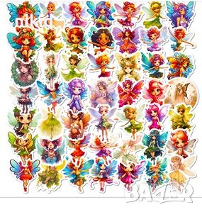 50 бр Фея Феи Феички самозалепващи лепенки стикери за украса декор ръчна изработка, снимка 4 - Други - 42359496