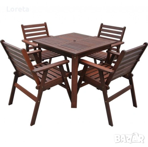 Градински комплект Tirora Muhler Meranti - 5 части, дърво