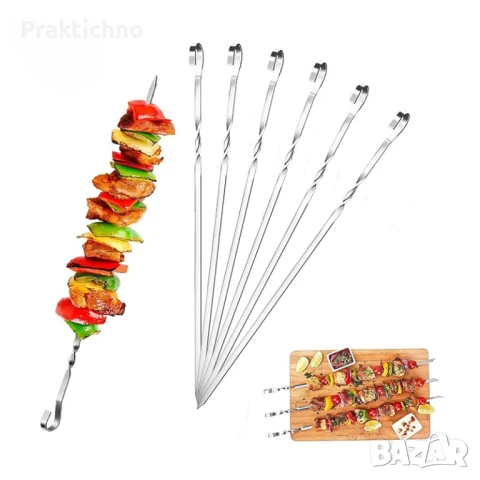 Шишчета от неръждаема стомана, комплект 6 бр., 45 см, за многократна употреба, снимка 1