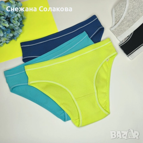 Комплект от 5 меки памучни бикини в свежи и универсални цветове, снимка 4 - Бельо - 52850616