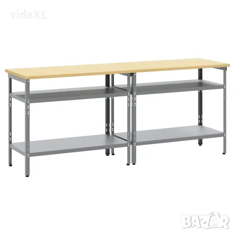 vidaXL Комплект работна маса 2 бр. Бежово и сиво