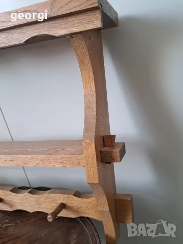 немска дървена етажерка закачалка за стена дъбов масив , снимка 3 - Декорация за дома - 49029245
