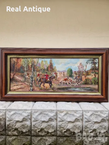 Топ- Уникална голяма антикварна авторска майсторска картина масло върху платно , снимка 2 - Картини - 50327949