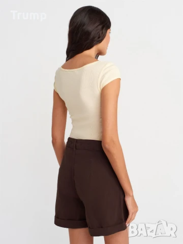 Високо качество Дънкови шорти с двойно плисиране и подгъв - кафяви, снимка 3 - Панталони - 50816414