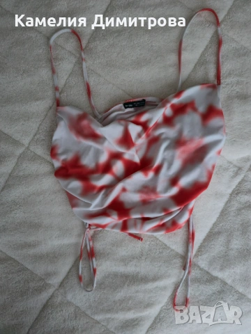 Bershka сатениран топ с набори M, снимка 3 - Потници - 53286208