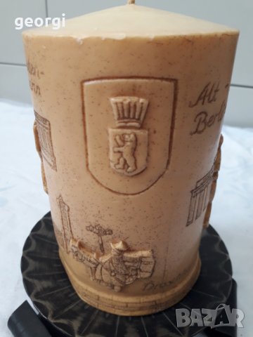 Метален свещник с голяма декоративна свещ, снимка 2 - Декорация за дома - 31579057