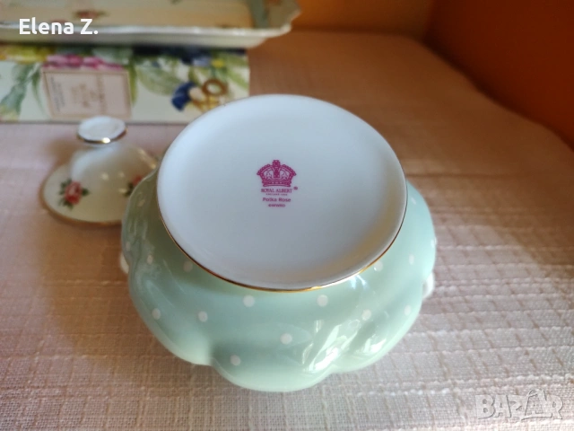 Royal Albert Polka Rose латиера и захарница, снимка 6 - Сервизи - 52290818